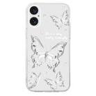 For iPhone 16 Colored Drawing Pattern Transparent TPU Phone Case(Butterflies) - 3