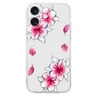 For iPhone 16 Plus Colored Drawing Pattern Transparent TPU Phone Case(Sakura) - 3