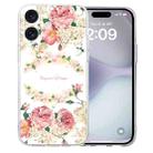 For iPhone 16 Plus Colored Drawing Pattern Transparent TPU Phone Case(Rose) - 1