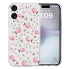 For iPhone 16 Plus Colored Drawing Pattern Transparent TPU Phone Case(Pink Floral) - 1