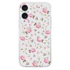 For iPhone 16 Plus Colored Drawing Pattern Transparent TPU Phone Case(Pink Floral) - 3