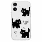 For iPhone 16 Plus Colored Drawing Pattern Transparent TPU Phone Case(Black Cat) - 3