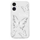 For iPhone 16 Plus Colored Drawing Pattern Transparent TPU Phone Case(Butterflies) - 3