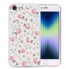 For iPhone SE 2022 / SE 2020 / 8 / 7 Colored Drawing Pattern Transparent TPU Phone Case(Pink Floral) - 1