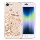 For iPhone SE 2022 / SE 2020 / 8 / 7 Colored Drawing Pattern Transparent TPU Phone Case(Bear) - 1