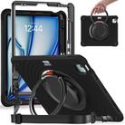 For iPad Air 13 2025 / 2024 Rotation Handle Holder Silicone Hybrid PC Tablet Case(Black) - 1