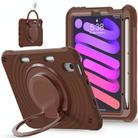 For iPad mini 2024 / mini 6 Rotation Handle Holder Silicone Hybrid PC Tablet Case(Chocolate) - 1