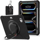 For iPad Pro 11 2024 Rotation Handle Holder Silicone Hybrid PC Tablet Case(Black) - 1
