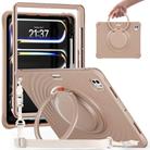 For iPad Pro 13 2024 Rotation Handle Holder Silicone Hybrid PC Tablet Case(Light Coffee) - 1