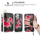 For iPhone 15 Pro Max POLA MagSafe Flower Multi-functional Zipper Wallet Leather Phone Case(Black) - 3