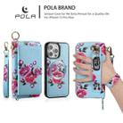 For iPhone 15 Pro Max POLA MagSafe Flower Multi-functional Zipper Wallet Leather Phone Case(Sky Blue) - 3