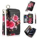 For iPhone 15 POLA MagSafe Flower Multi-functional Zipper Wallet Leather Phone Case(Black) - 1