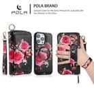 For iPhone 14 Plus POLA MagSafe Flower Multi-functional Zipper Wallet Leather Phone Case(Black) - 3