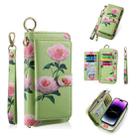 For iPhone 14 Plus POLA MagSafe Flower Multi-functional Zipper Wallet Leather Phone Case(Green) - 1
