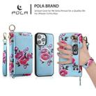 For iPhone 14 Plus POLA MagSafe Flower Multi-functional Zipper Wallet Leather Phone Case(Sky Blue) - 3