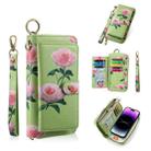 For iPhone 14 Pro POLA MagSafe Flower Multi-functional Zipper Wallet Leather Phone Case(Green) - 1