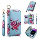 For iPhone 14 Pro Max POLA MagSafe Flower Multi-functional Zipper Wallet Leather Phone Case(Sky Blue) - 1