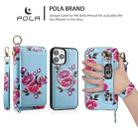 For iPhone 13 Pro Max POLA MagSafe Flower Multi-functional Zipper Wallet Leather Phone Case(Sky Blue) - 3