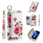 For iPhone 13 Pro Max POLA MagSafe Flower Multi-functional Zipper Wallet Leather Phone Case(Beige) - 1
