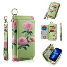For iPhone 13 POLA MagSafe Flower Multi-functional Zipper Wallet Leather Phone Case(Green) - 1
