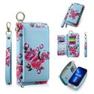 For iPhone 13 POLA MagSafe Flower Multi-functional Zipper Wallet Leather Phone Case(Sky Blue) - 1