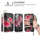 For iPhone 12 / 12 Pro POLA MagSafe Flower Multi-functional Zipper Wallet Leather Phone Case(Black) - 3