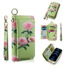 For iPhone 12 / 12 Pro POLA MagSafe Flower Multi-functional Zipper Wallet Leather Phone Case(Green) - 1