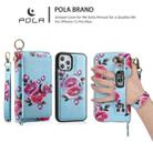 For iPhone 12 / 12 Pro POLA MagSafe Flower Multi-functional Zipper Wallet Leather Phone Case(Sky Blue) - 3