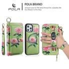 For iPhone 12 Pro Max POLA MagSafe Flower Multi-functional Zipper Wallet Leather Phone Case(Green) - 3