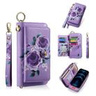 For iPhone 12 Pro Max POLA MagSafe Flower Multi-functional Zipper Wallet Leather Phone Case(Purple) - 1