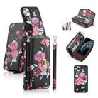 For iPhone 11 Pro Max POLA Flower Multi-functional Crossbody Zipper Wallet Leather Phone Case(Black) - 1