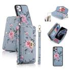 For iPhone 11 Pro Max POLA Flower Multi-functional Crossbody Zipper Wallet Leather Phone Case(Blue) - 1