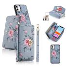 For iPhone 11 POLA Flower Multi-functional Crossbody Zipper Wallet Leather Phone Case(Blue) - 1