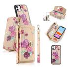 For iPhone 11 POLA Flower Multi-functional Crossbody Zipper Wallet Leather Phone Case(Yellow) - 1