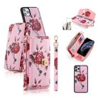 For iPhone 11 Pro POLA Flower Multi-functional Crossbody Zipper Wallet Leather Phone Case(Pink) - 1