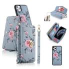 For iPhone 11 Pro POLA Flower Multi-functional Crossbody Zipper Wallet Leather Phone Case(Blue) - 1