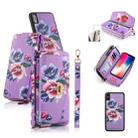 For iPhone X / XS POLA Flower Multi-functional Crossbody Zipper Wallet Leather Phone Case(Purple) - 1