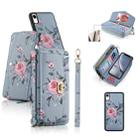 For iPhone XR POLA Flower Multi-functional Crossbody Zipper Wallet Leather Phone Case(Blue) - 1