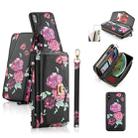 For iPhone XS Max POLA Flower Multi-functional Crossbody Zipper Wallet Leather Phone Case(Black) - 1