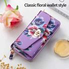 For iPhone XS Max POLA Flower Multi-functional Crossbody Zipper Wallet Leather Phone Case(Purple) - 2