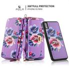For iPhone XS Max POLA Flower Multi-functional Crossbody Zipper Wallet Leather Phone Case(Purple) - 3