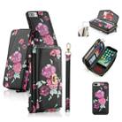 For iPhone 7 Plus / 8 Plus POLA Flower Multi-functional Crossbody Zipper Wallet Leather Phone Case(Black) - 1