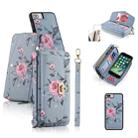 For iPhone 7 Plus / 8 Plus POLA Flower Multi-functional Crossbody Zipper Wallet Leather Phone Case(Blue) - 1