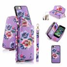 For iPhone 7 Plus / 8 Plus POLA Flower Multi-functional Crossbody Zipper Wallet Leather Phone Case(Purple) - 1