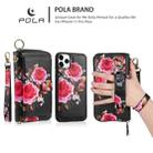 For iPhone 11 POLA Flower Multi-functional Zipper Wallet Leather Phone Case(Black) - 3