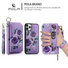 For iPhone 11 POLA Flower Multi-functional Zipper Wallet Leather Phone Case(Purple) - 3