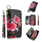 For iPhone X / XS POLA Flower Multi-functional Zipper Wallet Leather Phone Case(Black) - 1