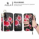 For iPhone X / XS POLA Flower Multi-functional Zipper Wallet Leather Phone Case(Black) - 3
