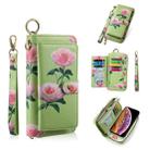 For iPhone XS Max POLA Flower Multi-functional Zipper Wallet Leather Phone Case(Green) - 1