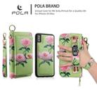 For iPhone XS Max POLA Flower Multi-functional Zipper Wallet Leather Phone Case(Green) - 3